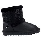 Girls Black Faux Leather Boots, 1, hi-res