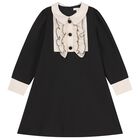 Girls Black & Beige Ruffled Dress, 1, hi-res