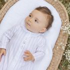 Baby Girls White & Pink Striped Babygrow, 1, hi-res