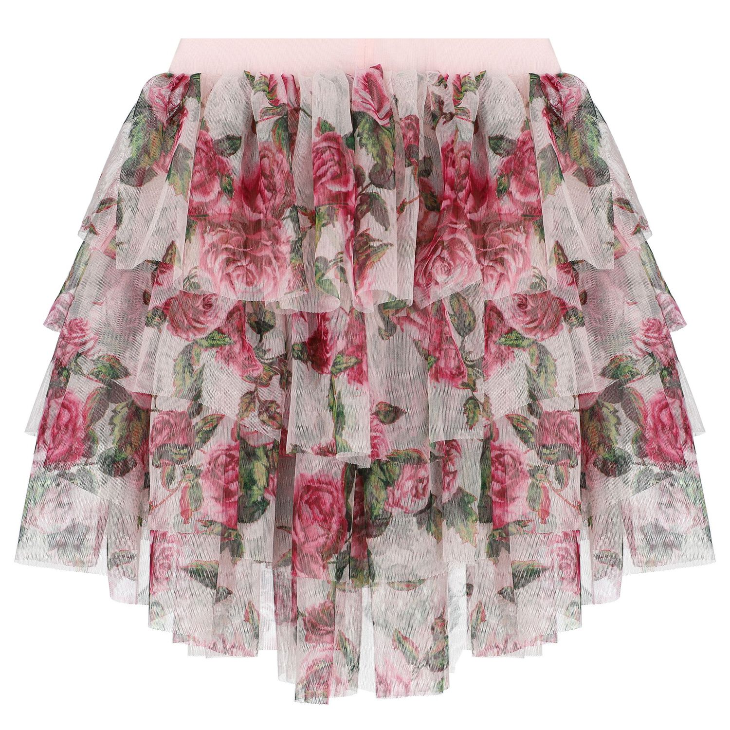 Girls Pink Rose Tulle Skirt, 1, hi-res image number null
