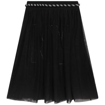 Girls Black Jersey & Mesh Skirt