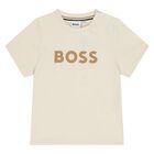 Younger Boys Beige Logo T-Shirt, 1, hi-res