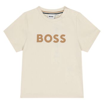 Younger Boys Beige Logo T-Shirt