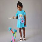Girls Blue Ruffled Dress Set, 4, hi-res