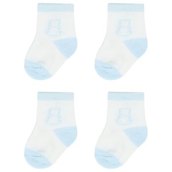 Baby Boys White & Blue Socks ( 2-Pack )