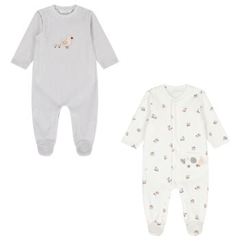 White & Grey Babygrows ( 2-Pack )