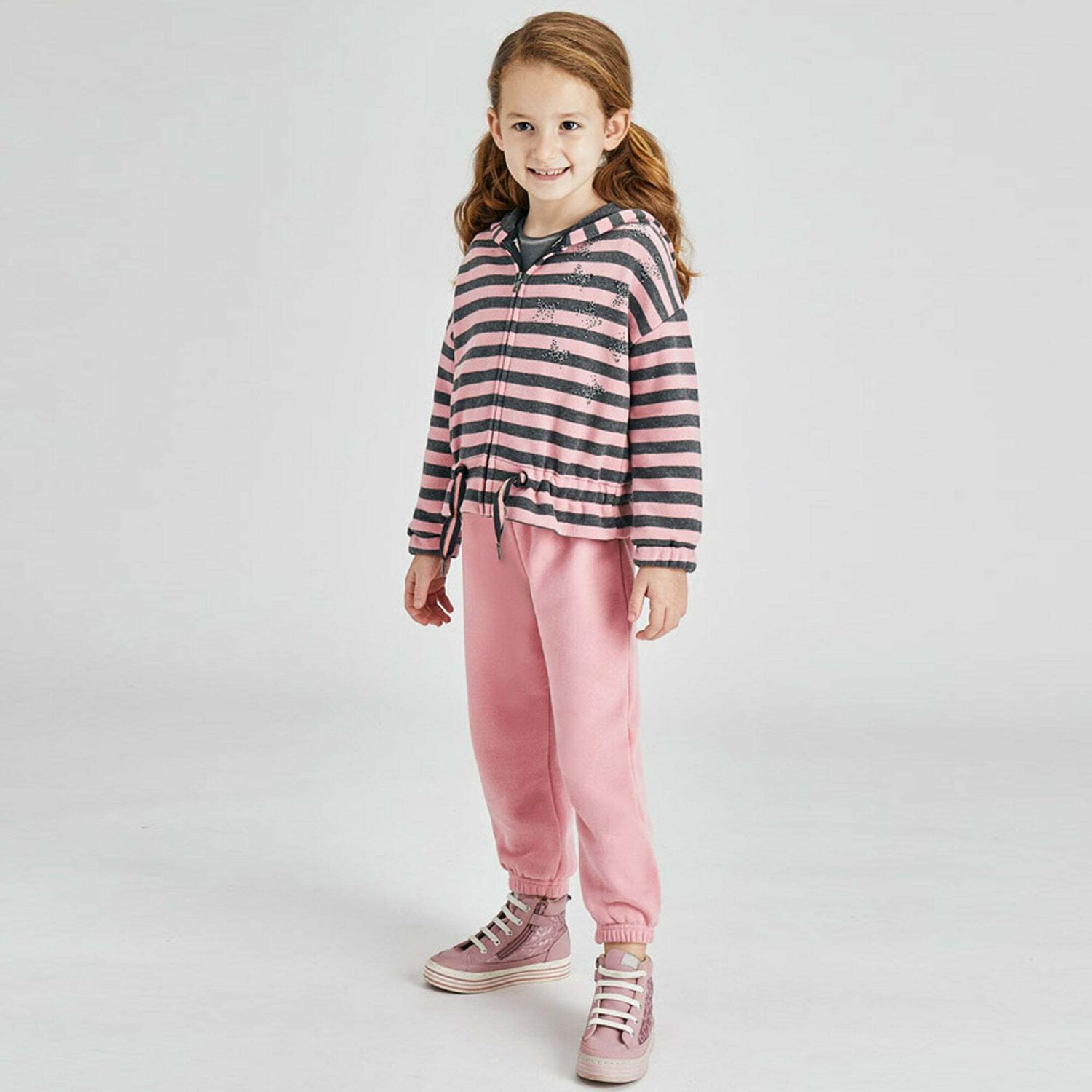 Girls Pink & Grey 3-Piece Tracksuit, 1, hi-res image number null