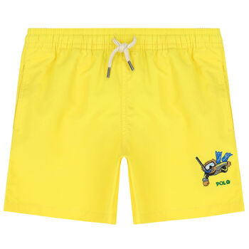 Boys Yellow Polo Bear Swim Shorts