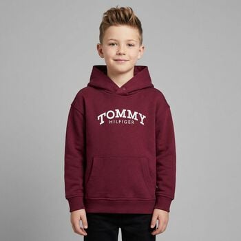 Boys Red Logo Hooded Top