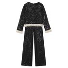 Girls Black Sequin Trouser Set, 2, hi-res