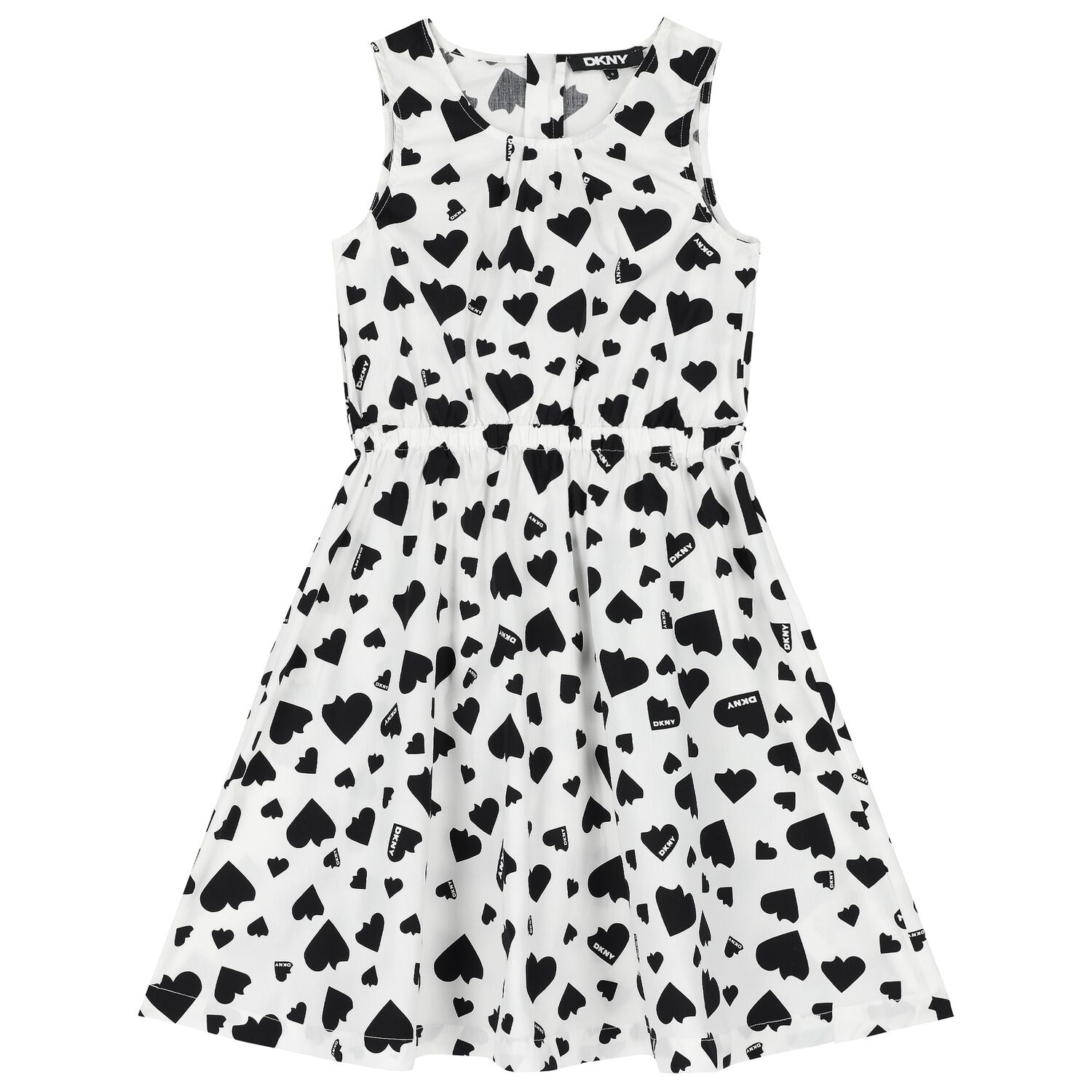 Girls White & Black Heart Dress, 1, hi-res