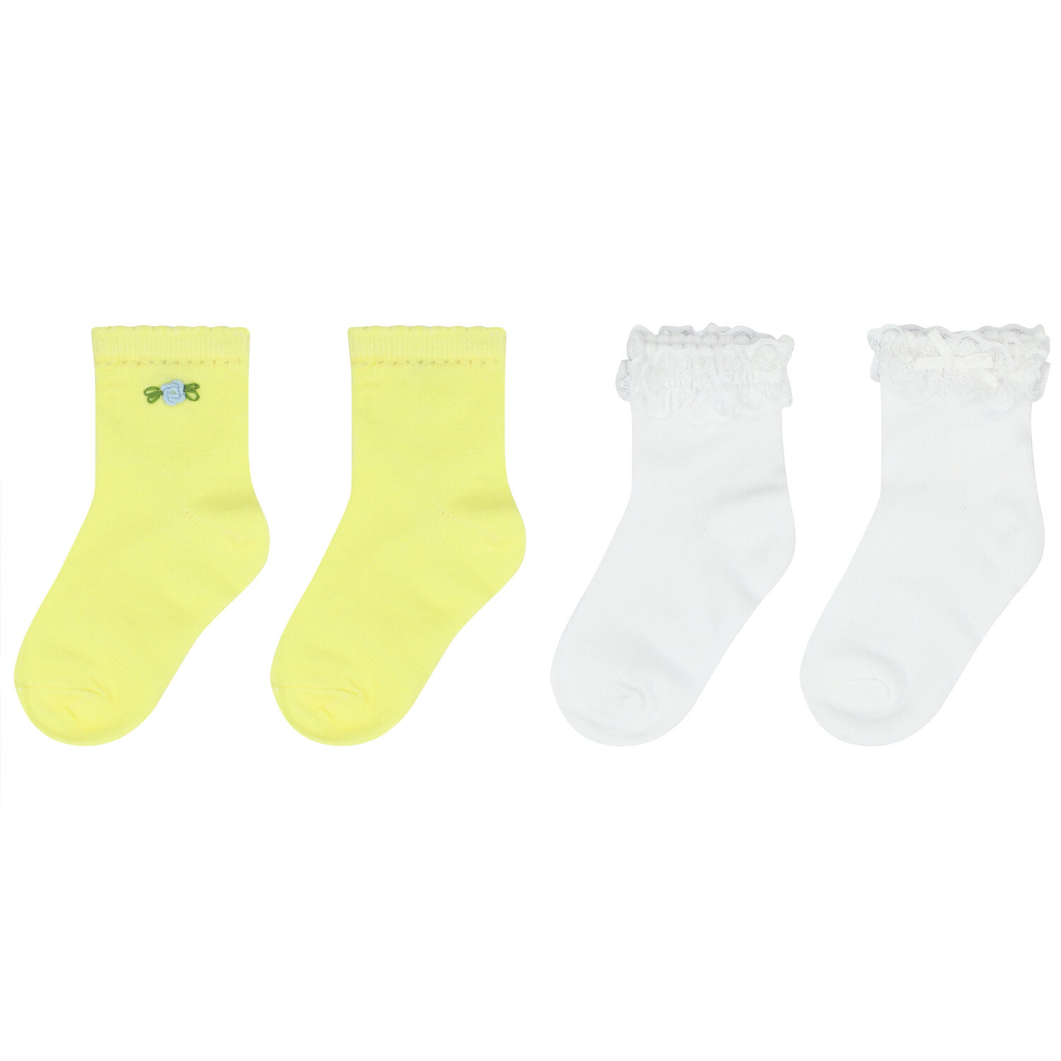 Girls White & Yellow Socks ( 2-Pack ), 1, hi-res image number null