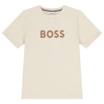 Boys Beige Logo T-Shirt