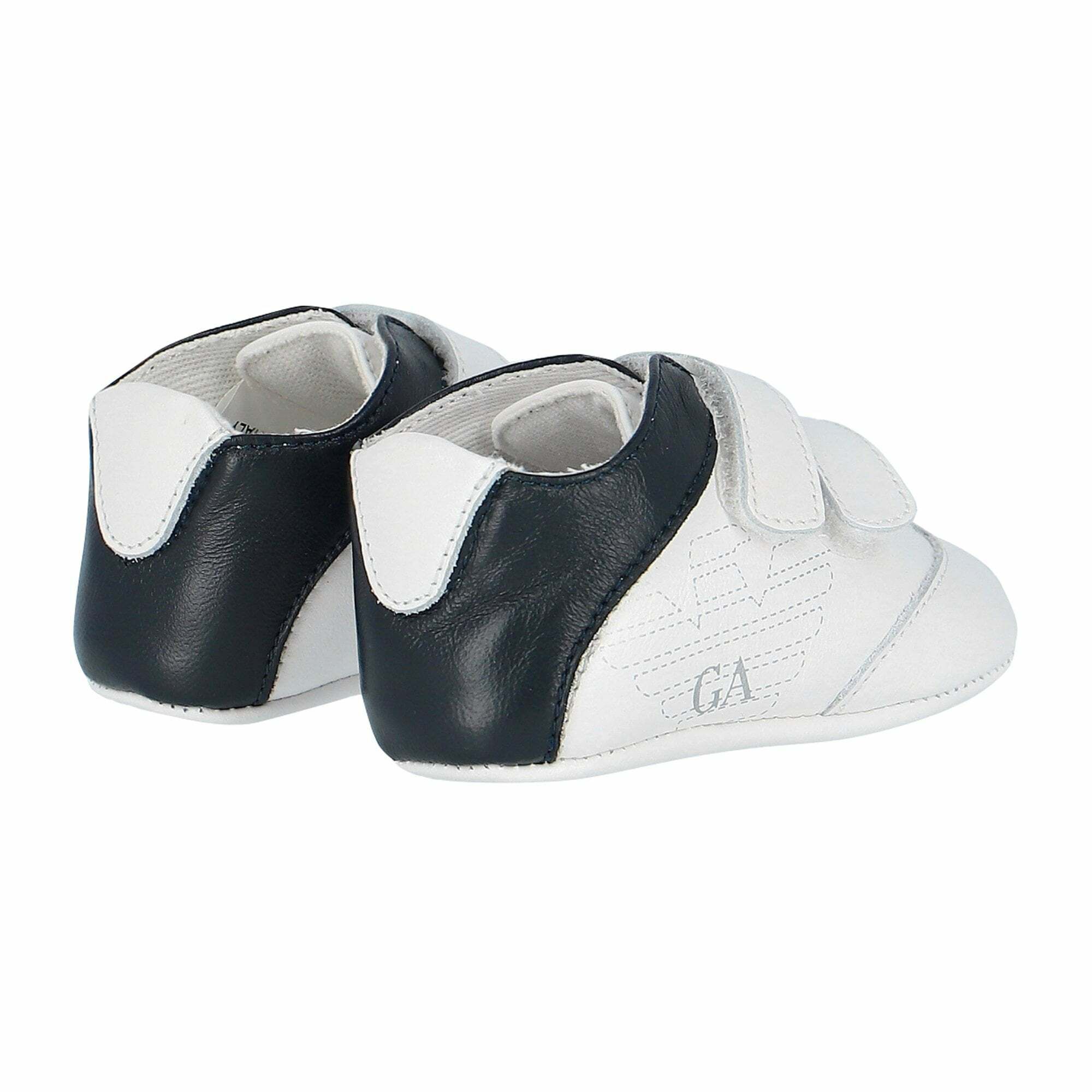 Emporio Armani Baby Boys White Navy Logo Pre Walker Shoes Junior Couture USA