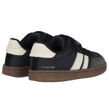 Younger Boys Black & White Trainers