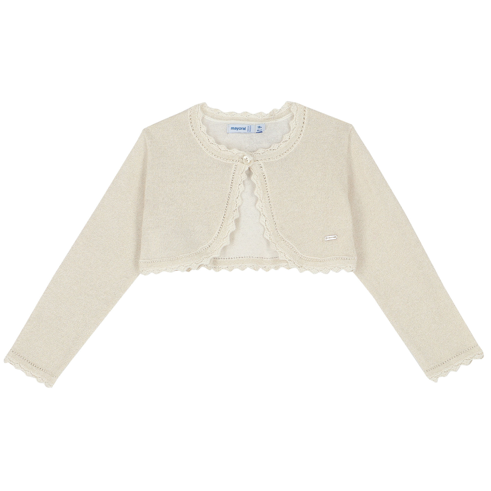 Mayoral Younger Girls Beige Bolero Cardigan Junior Couture