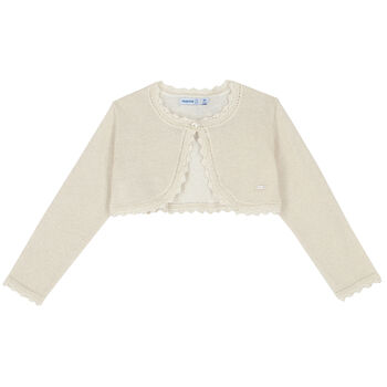 Younger Girls Beige Bolero Cardigan