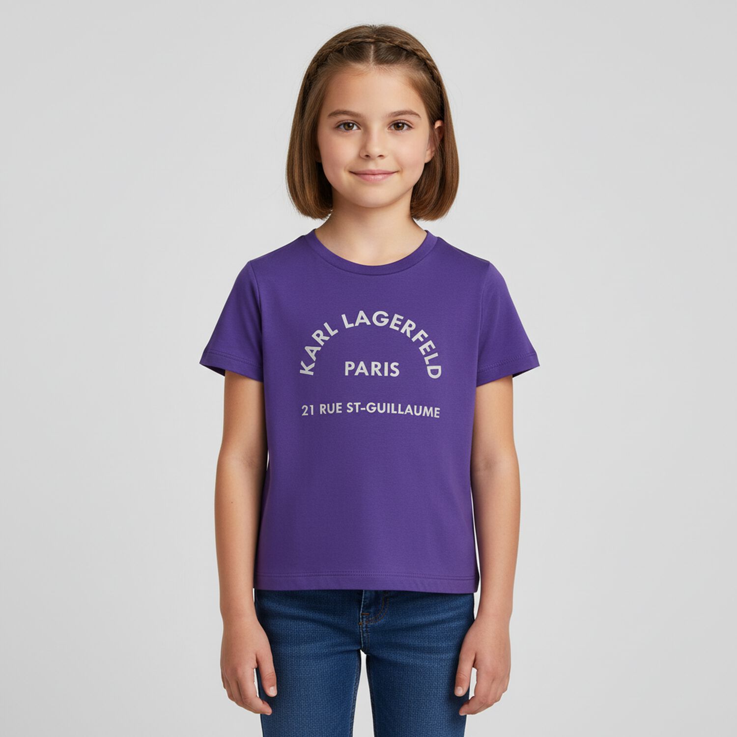 Girls Purple Logo T-Shirt, 3, hi-res image number null