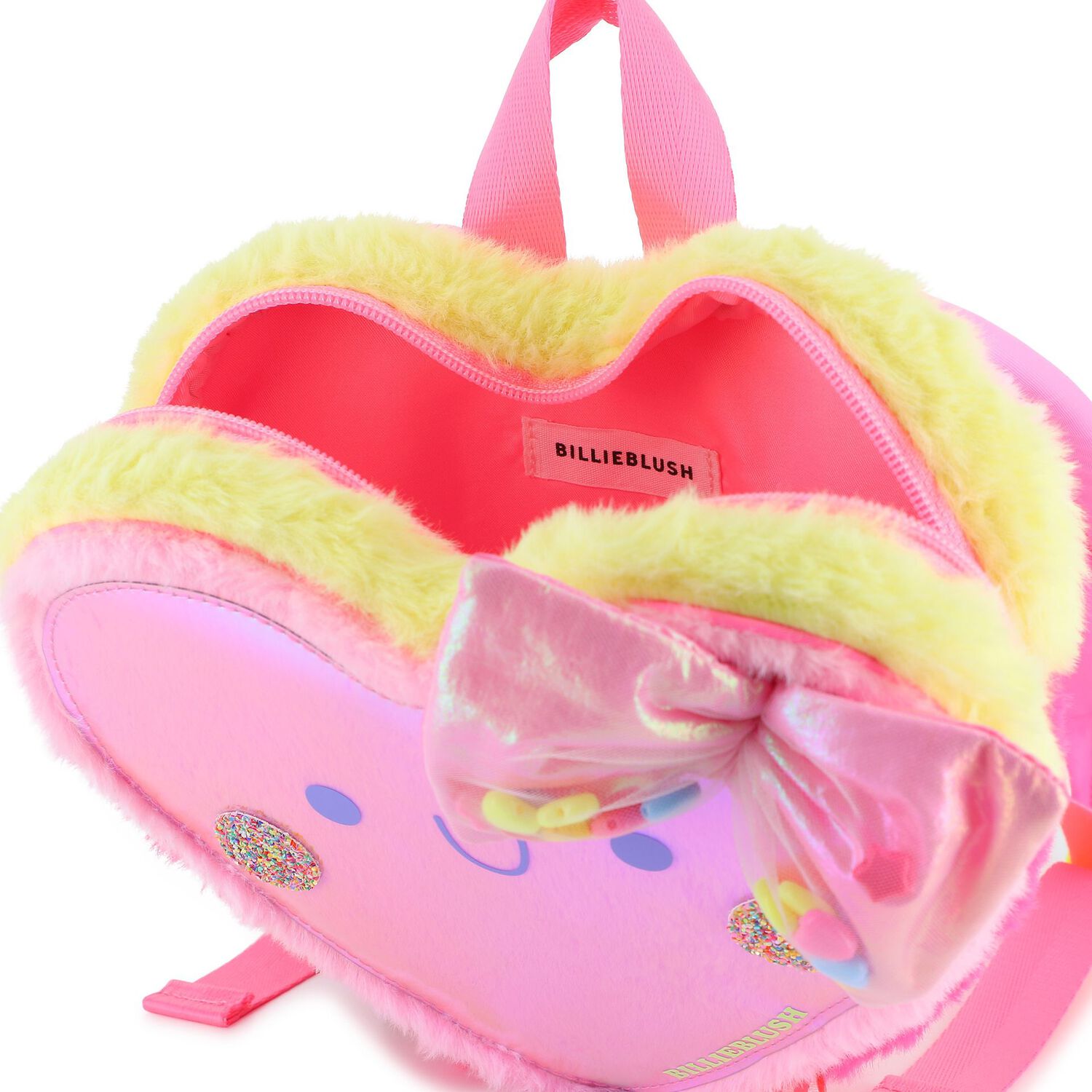 Girls Pink Heart Iridescent Backpack ( 22cm ), 1, hi-res