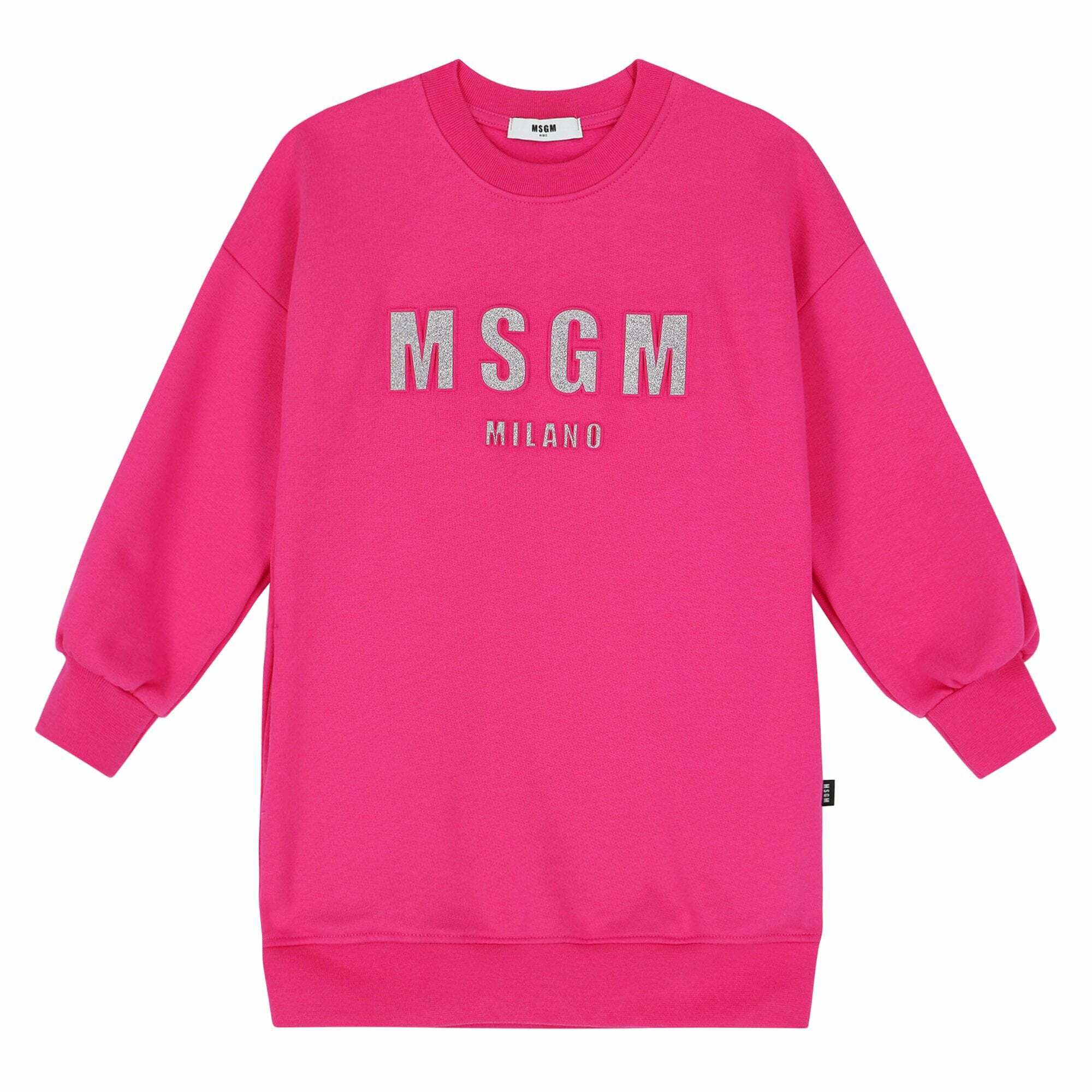 MSGM Girls Pink Logo Sweatshirt Dress Junior Couture