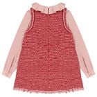 Girls Red Tweed & Pink Crêpe Chiffon Dress, 1, hi-res