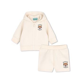 Younger Beige Tiger Logo Shorts Set