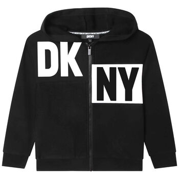 Boys Black Logo Zip-Up Hooded Top