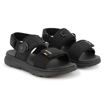 Boys Black Logo Sandals
