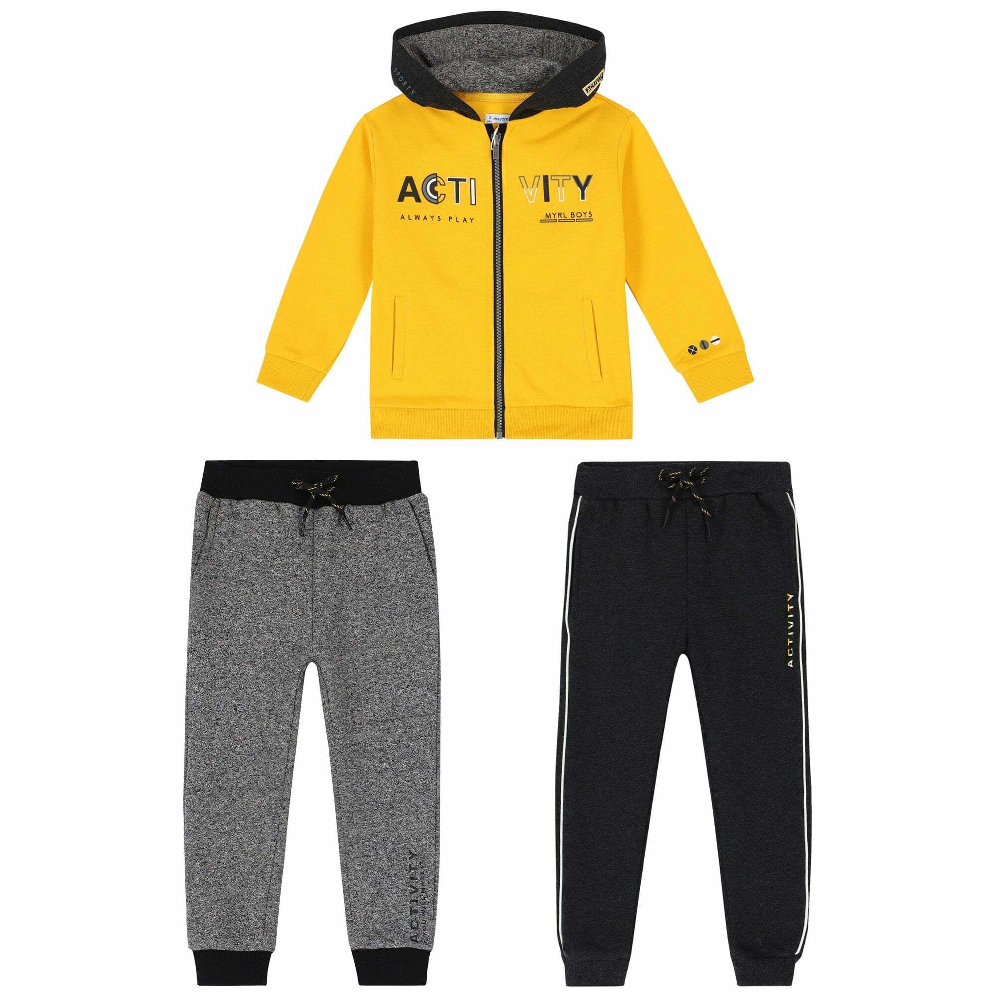 Grey and yellow tracksuit store