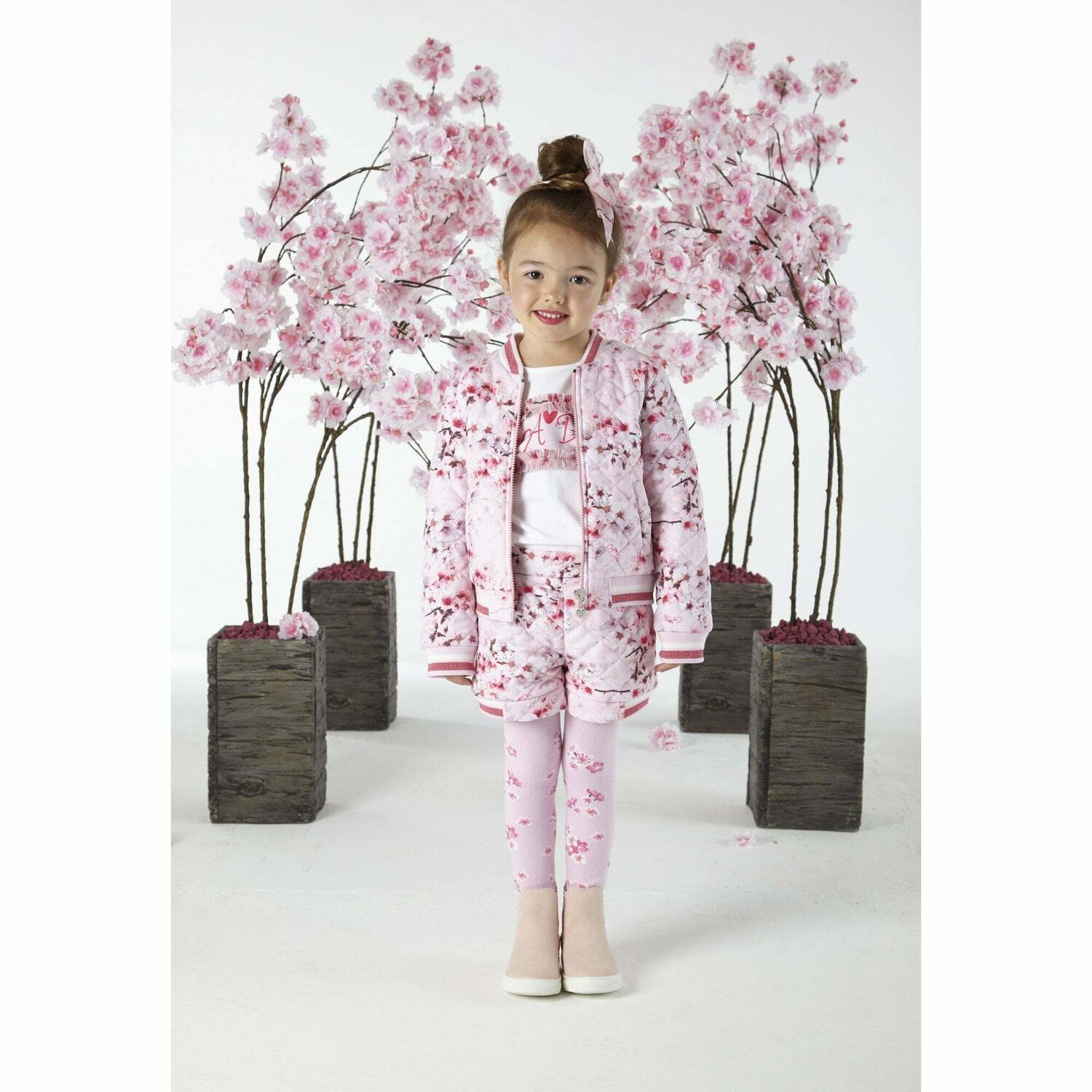 Girls Pink Floral Shorts, 1, hi-res