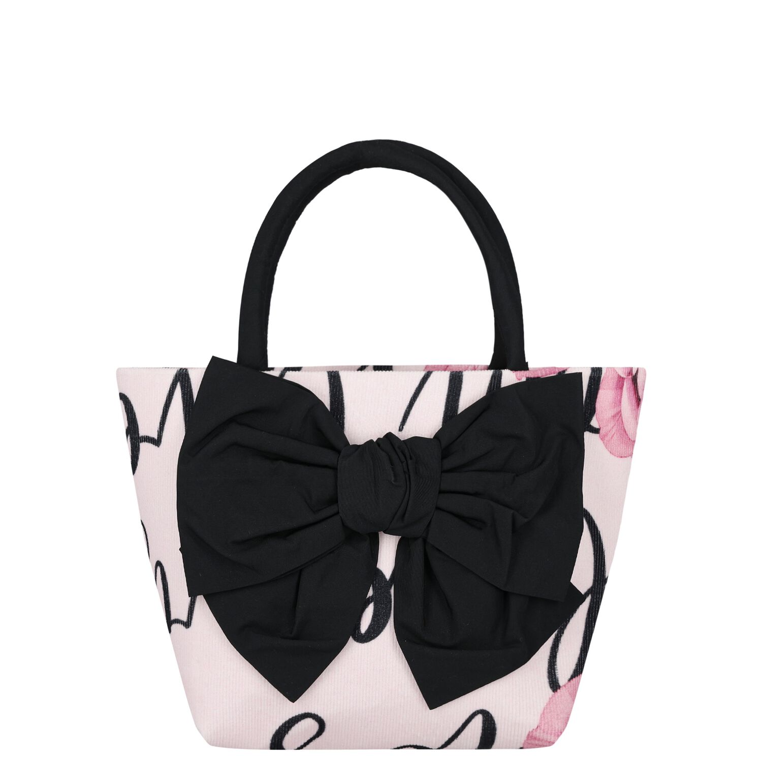 Girls Pink & Black Bow Hand Bag, 1, hi-res