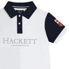 Boys White Logo Polo Shirt, 1, hi-res