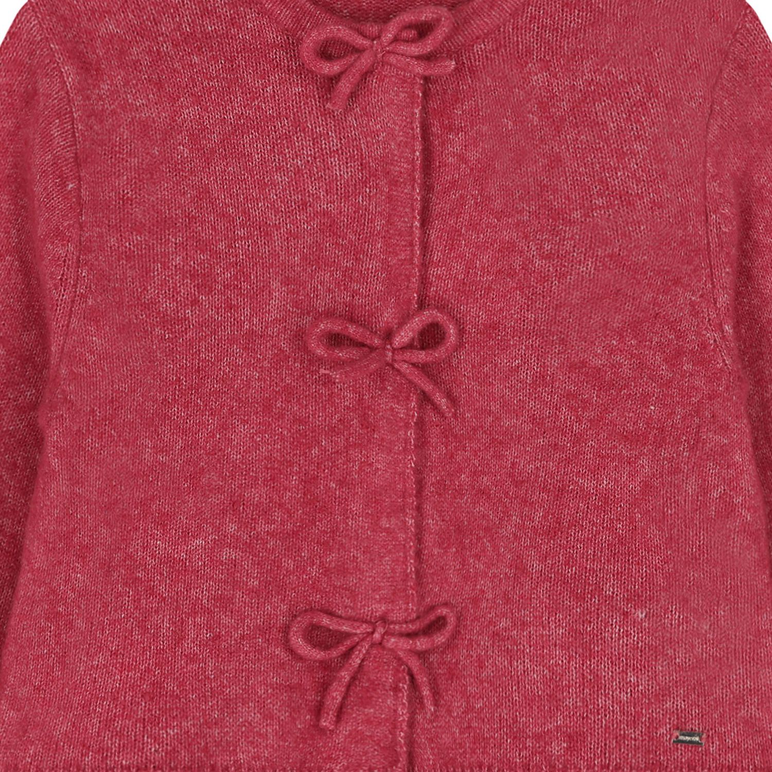 Girls Pink Bow Knitted Cardigan , 2, hi-res