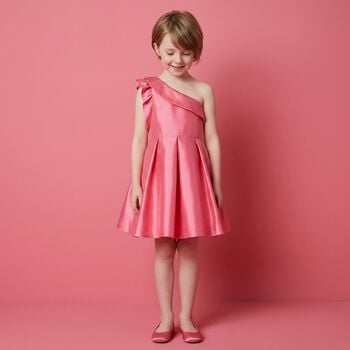 Girls Pink Asymmetric Dress