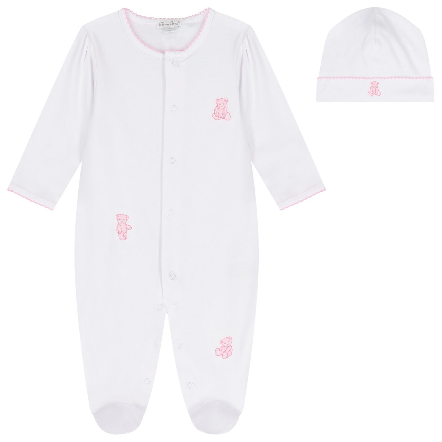 Baby Girls White & Pink Teddy Bear Time Babygrow Set, 1, hi-res image number null