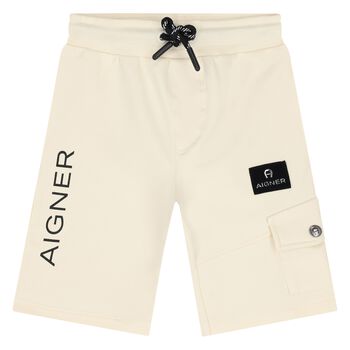 Younger Boys Beige Logo Shorts 