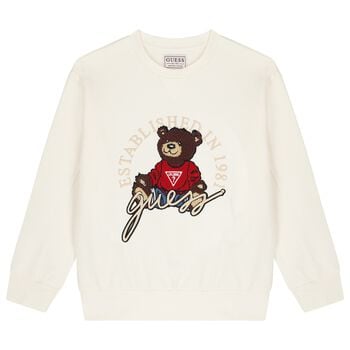 Boys Ivory Teddy Bear Logo Sweatshirt
