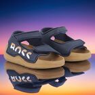 Boys Navy Blue & Beige Logo Sandals, 3, hi-res