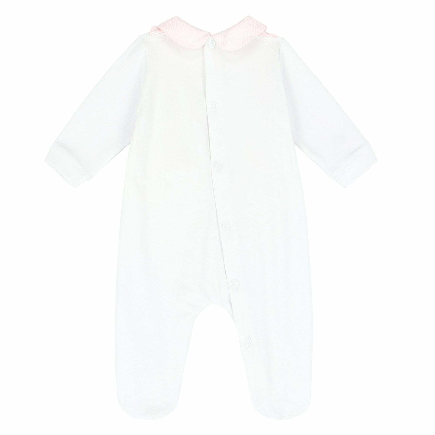 Baby Girls White & Pink Babygrow, 1, hi-res