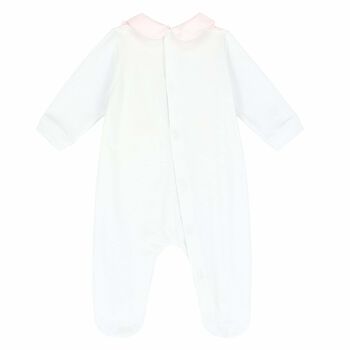 Baby Girls White & Pink Babygrow