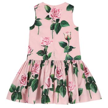 Girls Pink Rose Sleeveless Dress