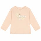 Younger Girls Pale Pink Logo Long Sleeve Top, 1, hi-res