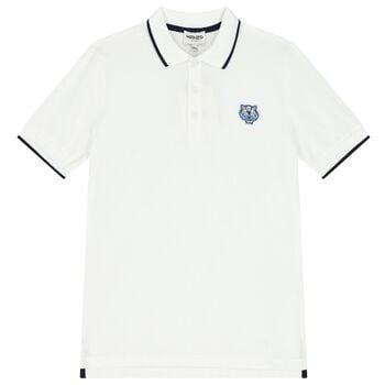 Boys White Logo Polo Shirt