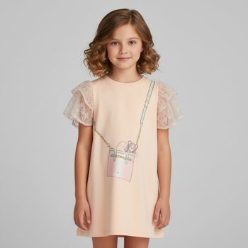 Girls Pink Logo Bag Dress