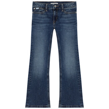 Girls Blue Logo Flared Jeans