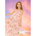 Girls Pink Floral Embroidered Organza Dress, 1, hi-res