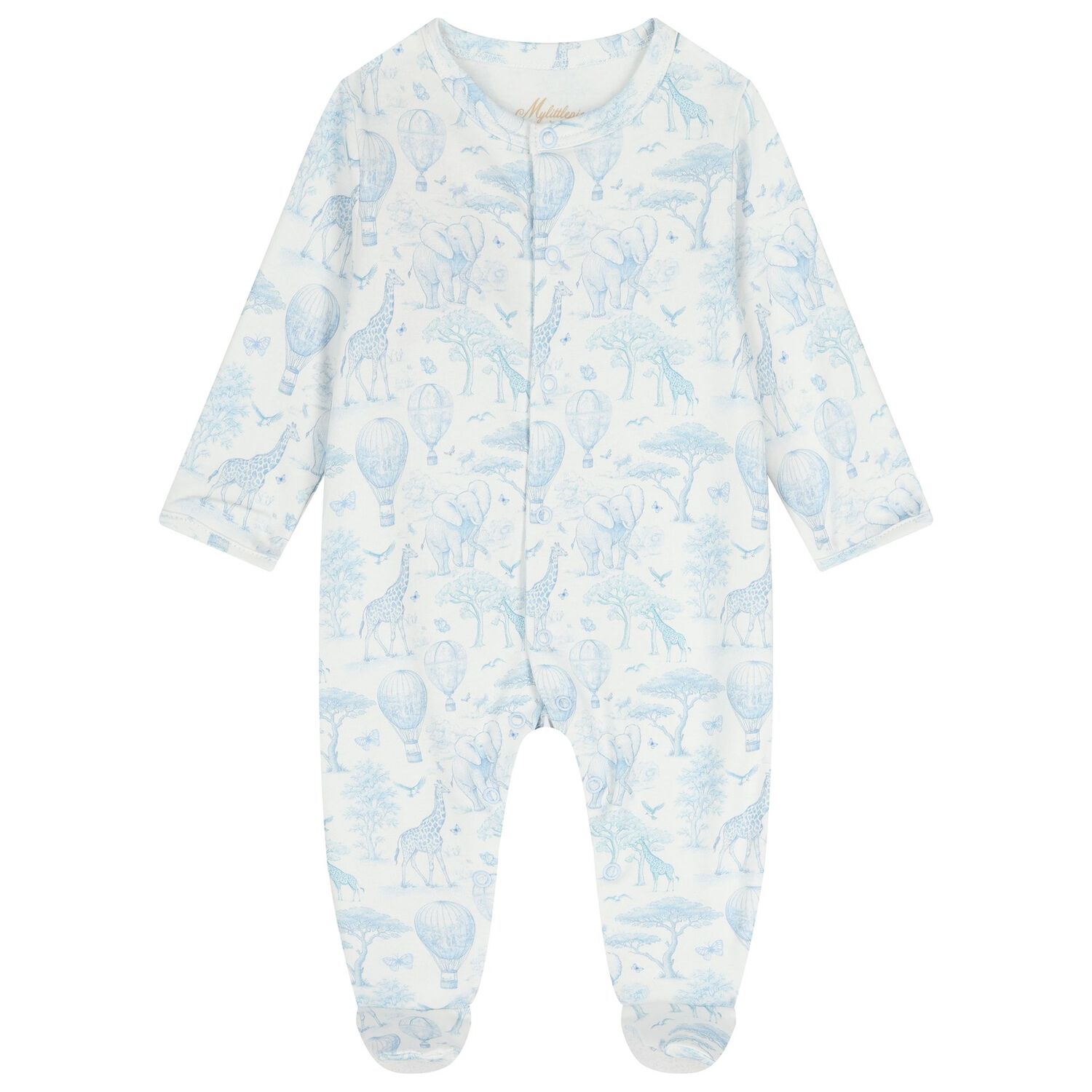 Baby Boys White & Blue Africa Babygrow Gift Set, 1, hi-res