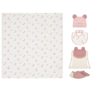 Baby Girls Pink & White Teddy Bear Gift Set