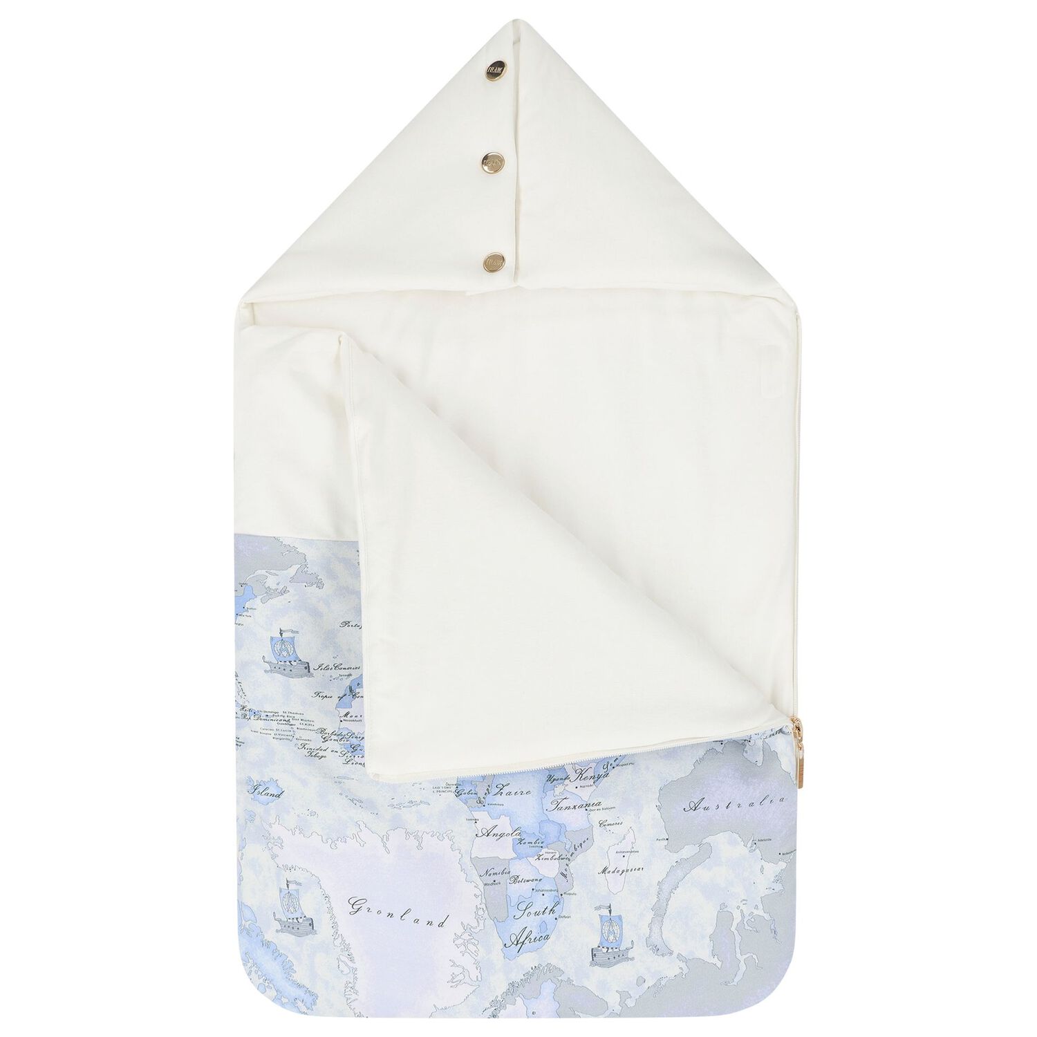Baby Boys Ivory & Blue Geo Map Nest, 1, hi-res