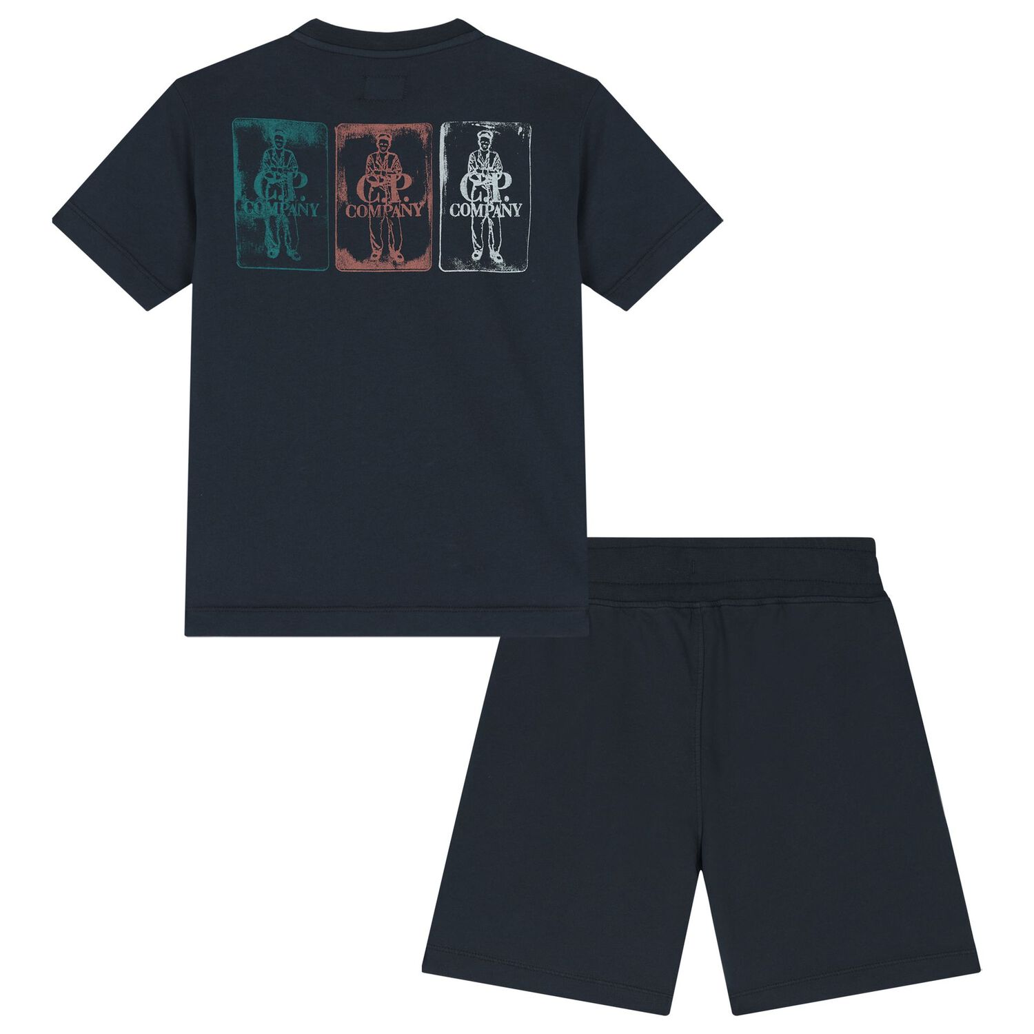 Boys Navy Blue Logo Shorts Set, 1, hi-res